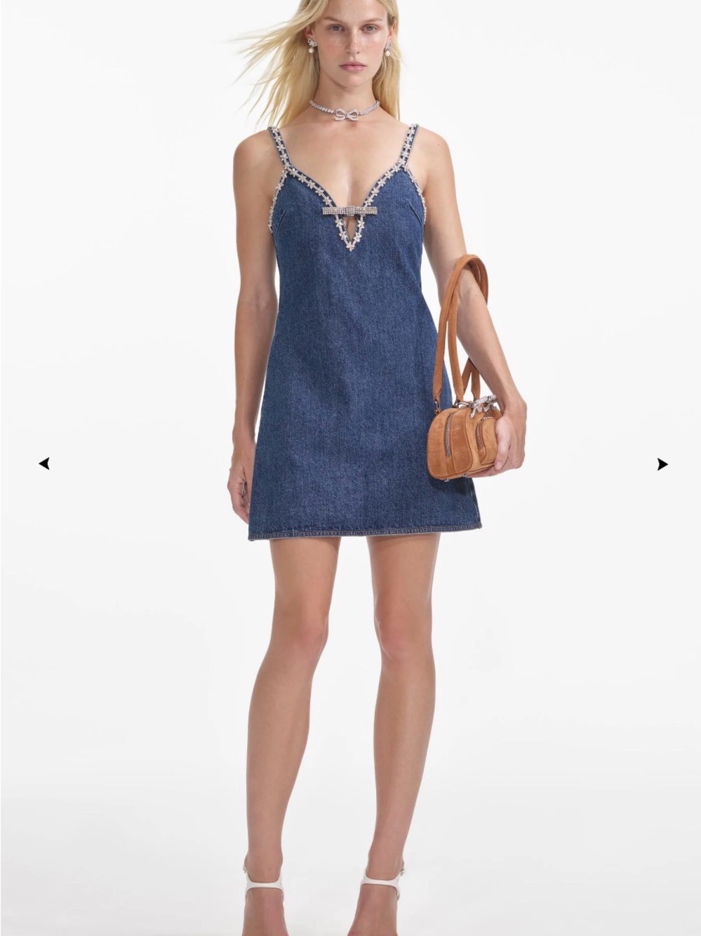 Self Portrait Women 'Denim Strappy Mini' Dress US 8